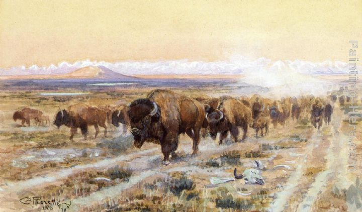 The Bison Trail painting - Charles Marion Russell The Bison Trail art painting